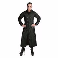 Zwarte gothic/vampier lang jas verkleedkleding - heren - carnaval/halloween Zwarte gothic/vampier lang jas verkleedkleding - heren - carnaval/halloween