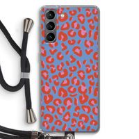 Leopard blue: Samsung Galaxy S21 Transparant Hoesje met koord