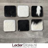 Koeienhuid onderzetters zwart wit 10x10cm - thumbnail