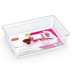 PlasticForte Opberg bakje/mandje/organizer - 24 x 16 cm - transparant - kunststof - Opbergbox
