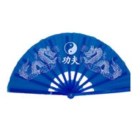 Handwaaier/Tai Chi waaier Yin Yang blauw polyester