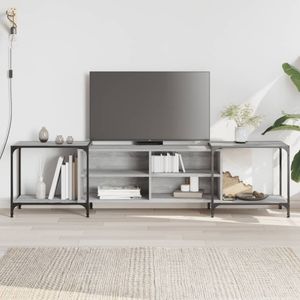 Tv-meubel 203x37x50 cm bewerkt hout grijs sonoma eikenkleurig