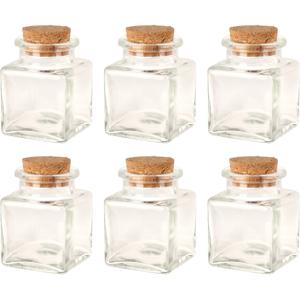 Glazen flesjes met kurk dop - set 60x - transparant - glas - 50 ml