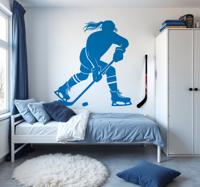 Silhouet van een ijshockeyvrouw sport sticker