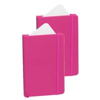 Notitieboekje met harde kaft en elastiek - 2x - roze - 9 x 14 cm - 100 blanco paginas