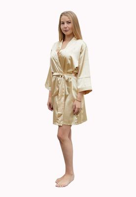 Satin-Luxury Champagne satijnen kimono met naam borduren