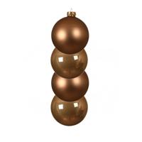 Decoris kerstballen - 4x st - toffee bruin - D10 cm - glas - kerstversiering