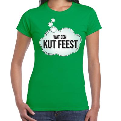 Foute party T-shirt voor dames - groen - wat een kut feest - verkleed / feest kleding
