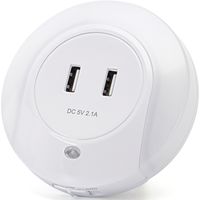 Stekkerlamp - Nachtlamp met Dag en Nacht Sensor Incl. USB Oplaadbaar - Aigi Nuino - 0.4W - Warm Wit 3000K - Rond - Mat Wit - Kunststof Stekkerlamp - Nachtlamp met Dag en Nacht Sensor Incl. USB Oplaadbaar - Aigi Nuino - 0.4W - Warm Wit 3000K - Rond - Mat Wit - Kunststof