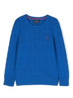 POLO RALPH LAUREN KIDS pull à motif Pony en maille torsadée - Bleu