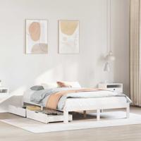 Bedframe met lades massief grenenhout wit 120x200 cm
