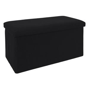 Poef/hocker opvouwbaar Atome - stof - opbergbox - zwart - 2 persoons - 76 x 38 x 38 cm