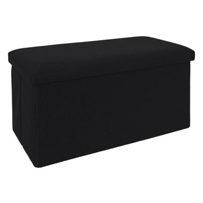 Poef/hocker opvouwbaar Atome - stof - opbergbox - zwart - 2 persoons - 76 x 38 x 38 cm