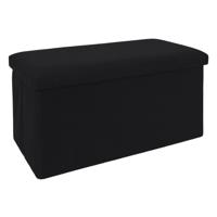 Poef/hocker opvouwbaar Atome - stof - opbergbox - zwart - 2 persoons - 76 x 38 x 38 cm Poef/hocker opvouwbaar Atome - stof - opbergbox - zwart - 2 persoons - 76 x 38 x 38 cm