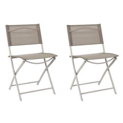 Home Deco Factory camping buiten klapstoel - 2x - aluminium - beige - L46 x B50 x H80 cm