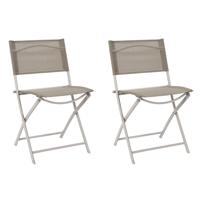 Home Deco Factory camping buiten klapstoel - 2x - aluminium - beige - L46 x B50 x H80 cm