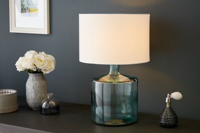 Handgemaakte tafellamp CLASSIC II 50cm gerecycled glas katoenen kap van Italiaans design - 39224