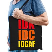 IDGAF / I Dont Give A Fuck fun tekst cadeau tas zwart voor heren