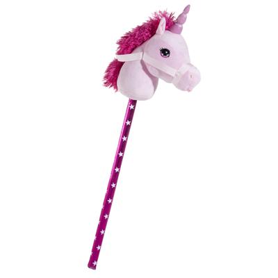 Eenhoorn stokpaard - roze - 70 cm - pluche - unicorn - Stokeenhoorn