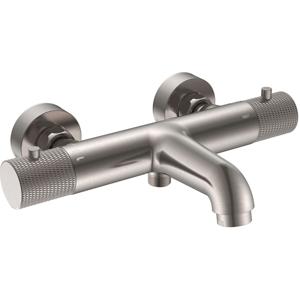 Wiesbaden Ribbd Thermostatische Badmengkraan 15cm Geborsteld Staal