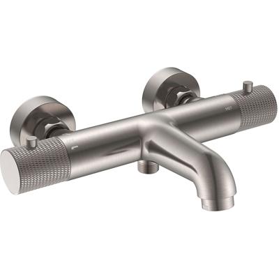Wiesbaden Ribbd Thermostatische Badmengkraan 15cm Geborsteld Staal