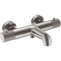 Wiesbaden Ribbd Thermostatische Badmengkraan 15cm Geborsteld Staal