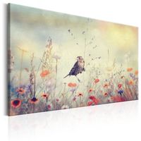 Schilderij - Lente Sonate , vogel in het veld - thumbnail