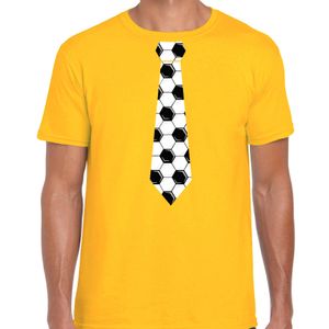 Geel supporter t-shirt voetbal stropdas EK/ WK voor heren