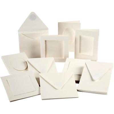 Creativ Company Passepartout kaarten, afmeting kaart 10,5x15 + 12,5x12,5 cm, inhoud kan variëren , off-white, 50 set/ 1 doos