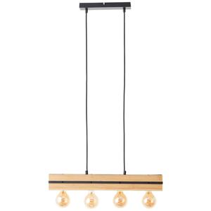 Brilliant Hanglamp Benny zwart met hout 99685/76