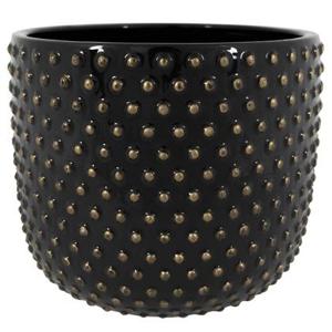 Ter Steege Plantenpot Luxery Spike - keramiek - zwart - 18x15 cm