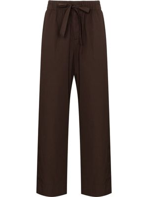 TEKLA pantalon de pyjama à lien de resserrage - Marron