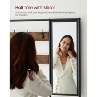 Kledingrek met haken spiegelbank, Vintagebruin + zwart