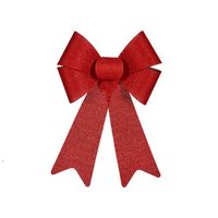 Krist+ Kerstboomversiering strik - rood glitter - 22 x 38 cm - Kersthangers - thumbnail