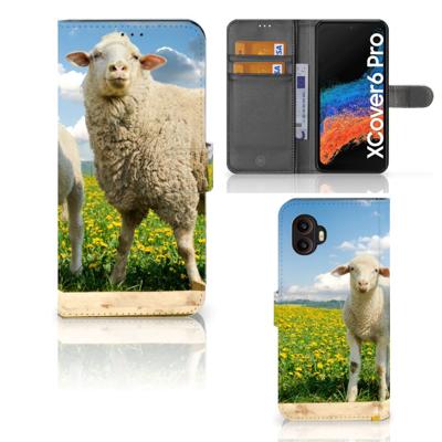 Samsung Galaxy Xcover 6 Pro | Telefoonhoesje | Met pasjeshouder | Schaap en Lammetje