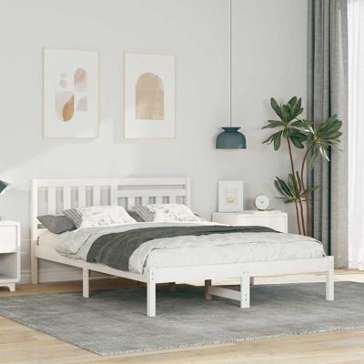 Bedframe met hoofdeinde Wit 120 x 190 cm Massief grenenhout