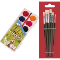 Schilderen waterverf set met 7 kwasten voor kinderen - 12 kleuren verf - Schmink waterverf