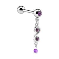 Jeweled Barbell with Charm Chirurgisch staal 316L / Belegde messing Barbells