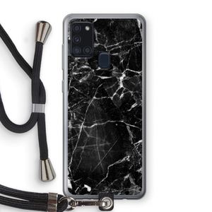 Zwart Marmer 2: Samsung Galaxy A21s Transparant Hoesje met koord