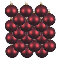18x Glazen kerstballen mat donkerrood 6 cm kerstboom versiering/decoratie   -