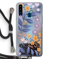 Flowers with blue leaves: Samsung Galaxy A20s Transparant Hoesje met koord