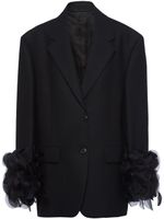 Prada blazer en laine à détails de plumes - Noir