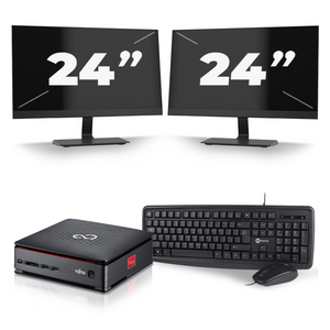 Fujitsu Esprimo Q520 USFF - Intel Core i7-4e Generatie - 16GB RAM - 256GB SSD - Windows 10 + 2x 24 inch Monitor