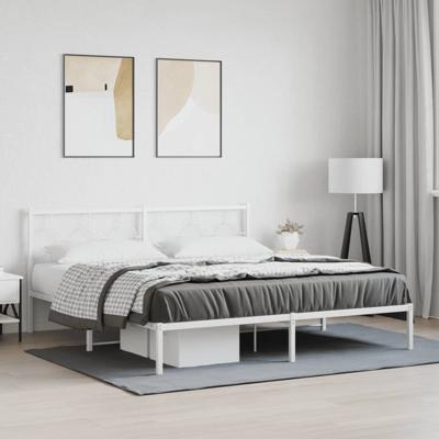 Bedframe met hoofdbord metaal wit 180x200 cm