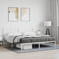 Bedframe met hoofdbord metaal wit 180x200 cm