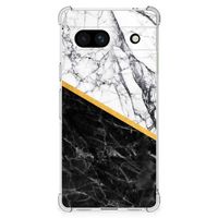 Google Pixel 7A Anti-Shock Hoesje Marmer Wit Zwart - Origineel Cadeau Man