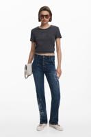 Geborduurde jeans met vierkante zakken - BLUE - 38