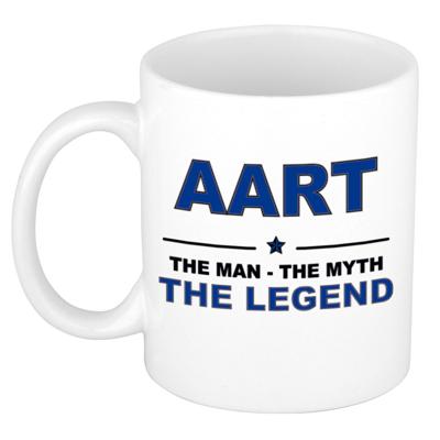 Aart cadeau mok - man myth legend - naam koffiemok / beker - wit en blauw - 300 ml Aart cadeau mok - man myth legend - naam koffiemok / beker - wit en blauw - 300 ml