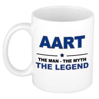 Aart cadeau mok - man myth legend - naam koffiemok / beker - wit en blauw - 300 ml