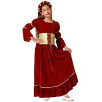 Jonkvrouw/middeleeuwse prinses verkleed set - rood - luxe prinsessenjurk - voor kinderen